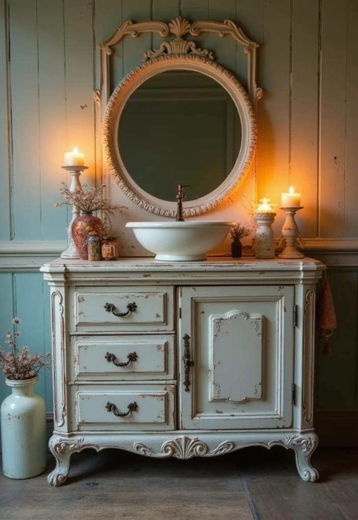14 Antique Vanity Bathroom Ideas With Vintage Appeal - 4. Antique Vanity with Sink Integration
