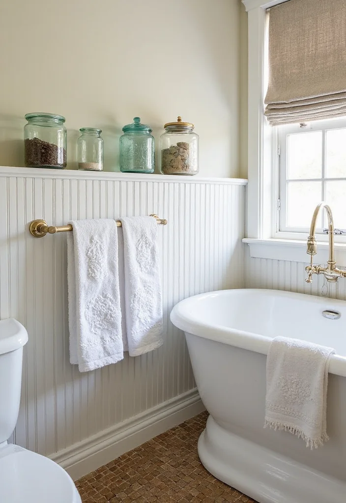 14 Bathroom Beadboard Ideas For Classic Cottage Style - 13. Beadboard with Vintage Accessories