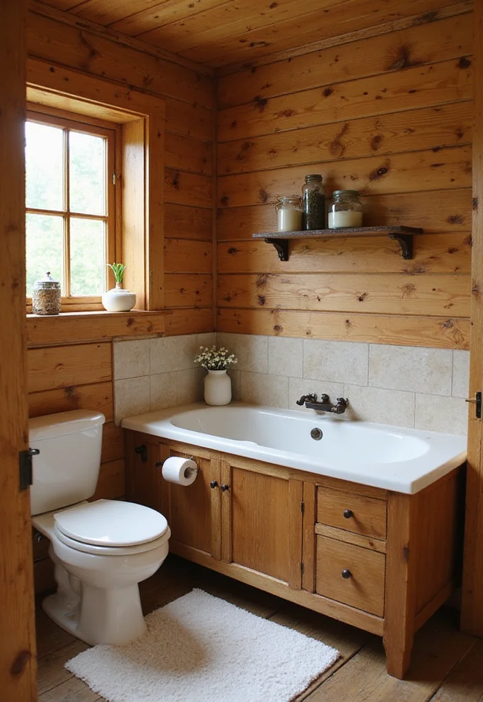 14 Bathroom Beadboard Ideas For Classic Cottage Style - 3. Natural Wood Finishes