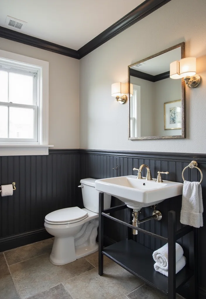 14 Bathroom Beadboard Ideas For Classic Cottage Style - 4. Two-Tone Beadboard