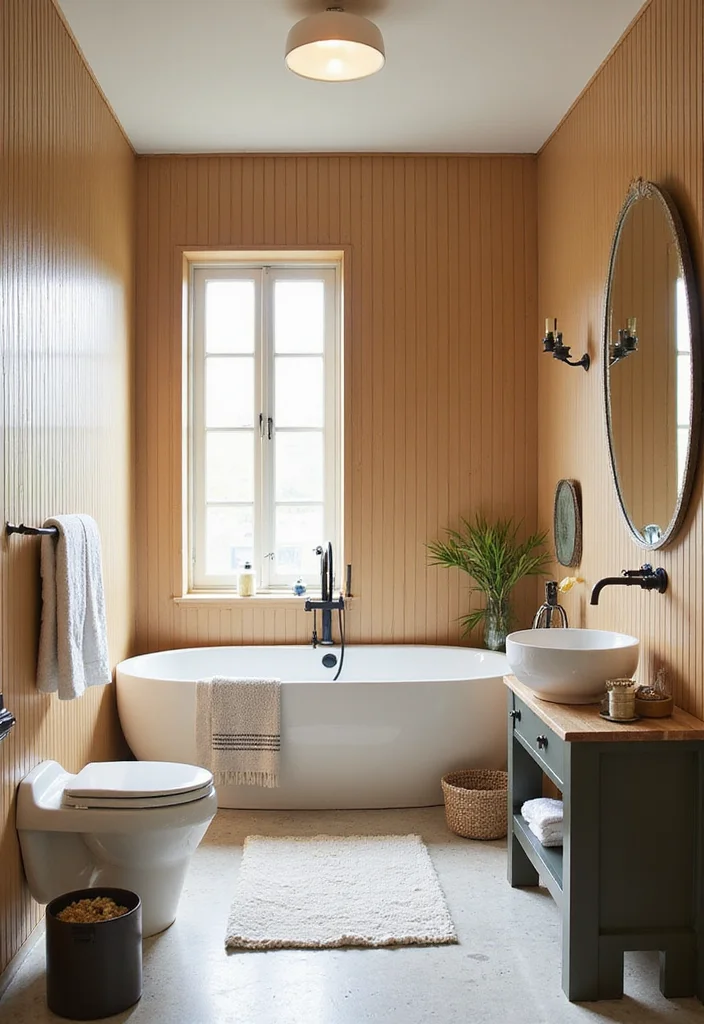 14 Bathroom Beadboard Ideas For Classic Cottage Style - 5. Vertical Beadboard Panels