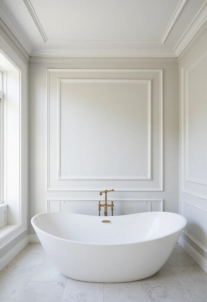 14 Bathroom Crown Molding Ideas For Elegant Detail - 1. Classic White Crown Molding