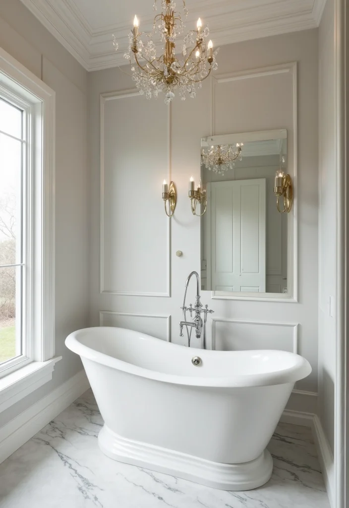 14 Bathroom Crown Molding Ideas For Elegant Detail - 2. Modern Geometric Crown Molding
