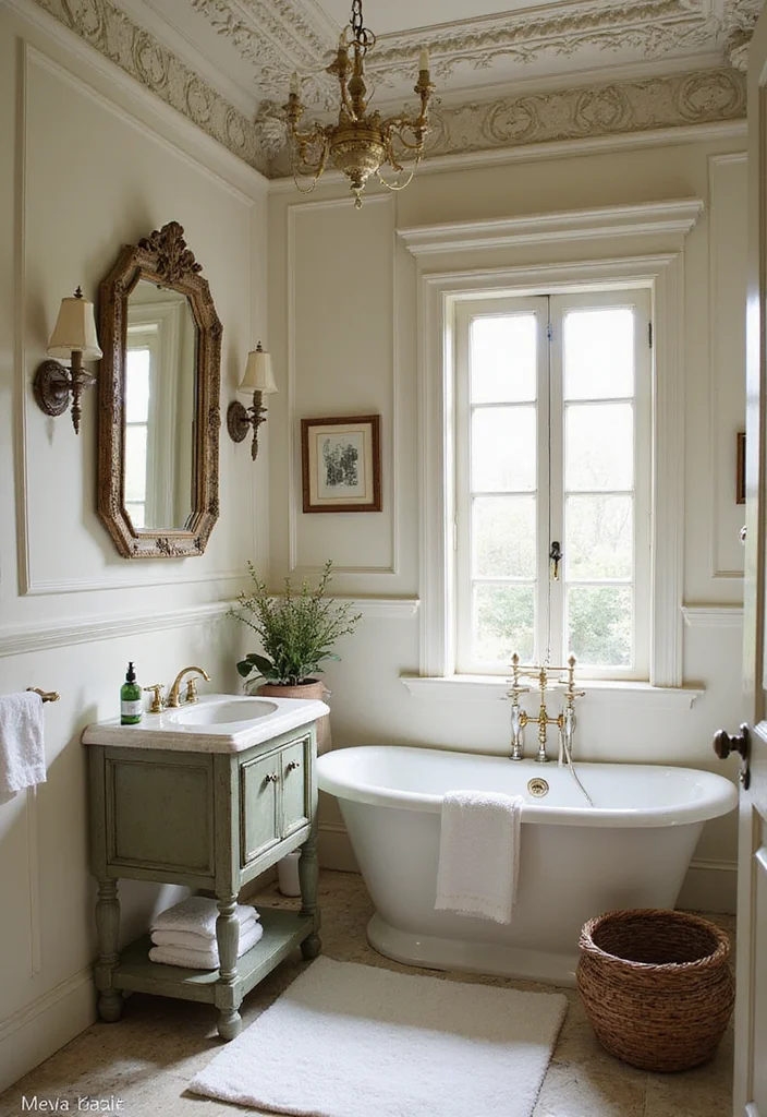 14 Bathroom Crown Molding Ideas For Elegant Detail - 3. Vintage Style Crown Molding
