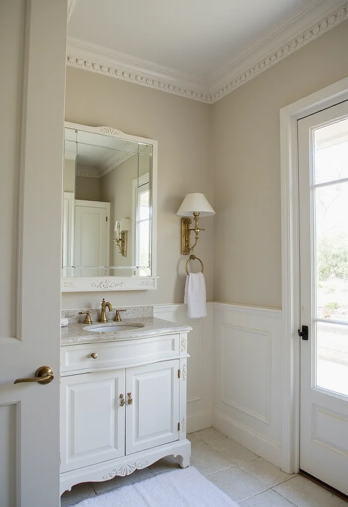 14 Bathroom Crown Molding Ideas For Elegant Detail - 7. Crown Molding with Decorative Corners