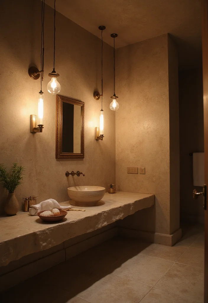 14 Bathroom Design Ideas Inspired By Montell Fish Aesthetic - 4. Statement Lighting