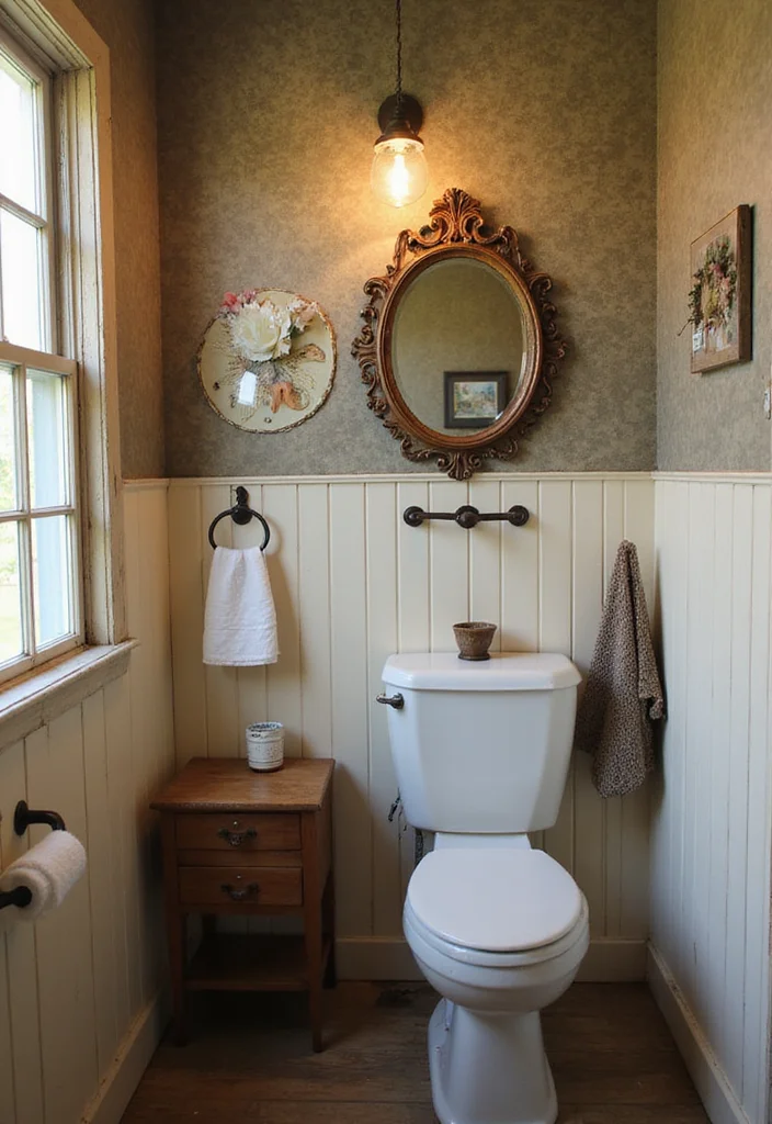 14 Bathroom Half Wall Ideas That Add Character - 10. Vintage Accents