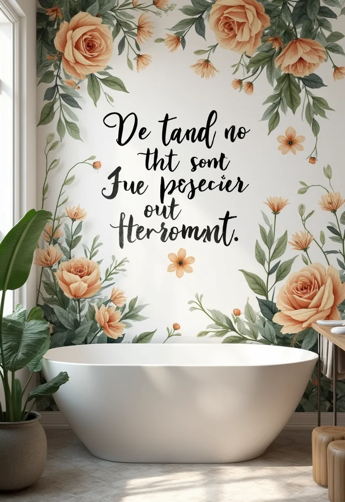 14 Bathroom Mural Ideas With Artistic Impact - 10. Inspirational Quotes