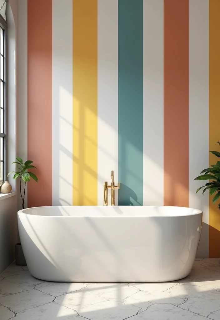 14 Bathroom Mural Ideas With Artistic Impact - 11. Artistic Stripes