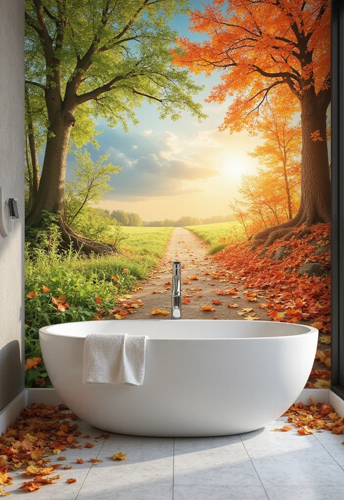 14 Bathroom Mural Ideas With Artistic Impact - 13. Seasonal Themes