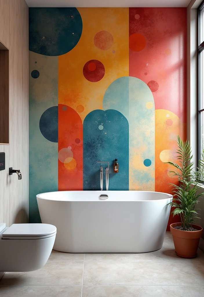 14 Bathroom Mural Ideas With Artistic Impact - 5. Geometric Wonders