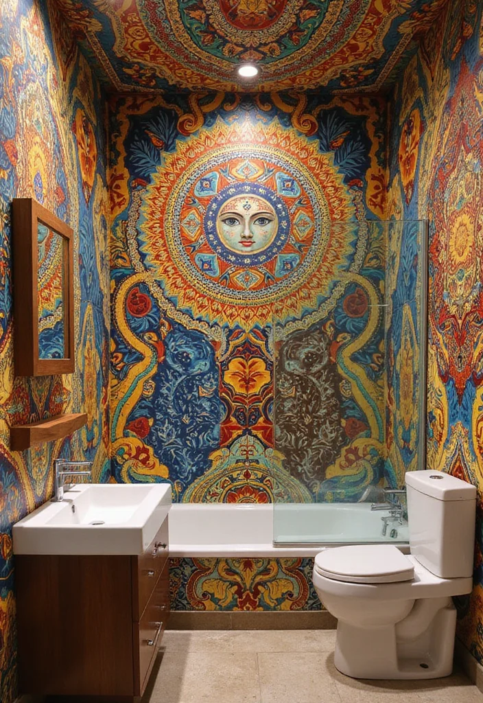 14 Bathroom Mural Ideas With Artistic Impact - 8. Cultural Inspirations