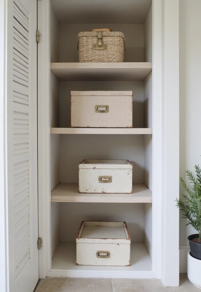 14 Bathroom Standing Shelf Ideas For Extra Storage - 12. Open Shelf with Stylish Storage Boxes