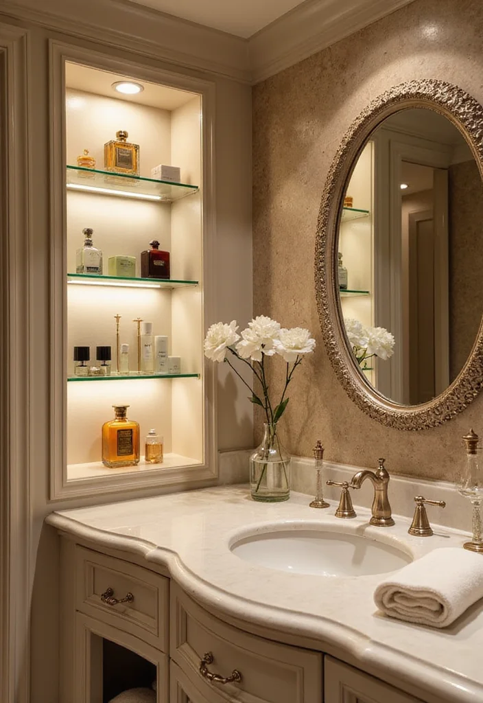 14 Bathroom Standing Shelf Ideas For Extra Storage - 7. Elegant Glass Shelves