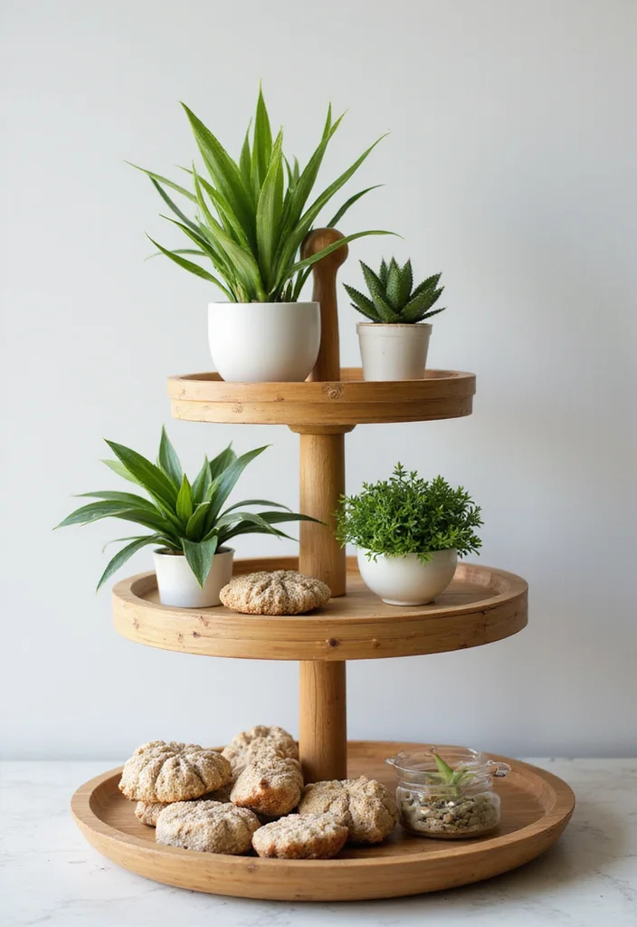 14 Bathroom Tiered Tray Decor Ideas For Cute Organisation - 10. Natural Elements
