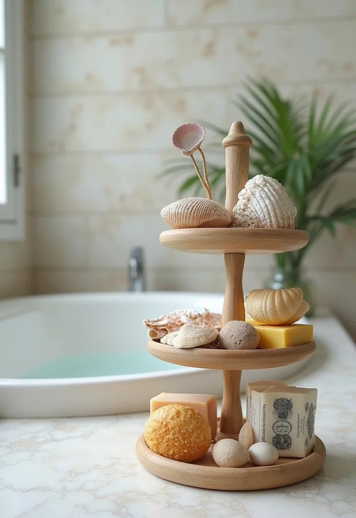 14 Bathroom Tiered Tray Decor Ideas For Cute Organisation - 13. Travel Memories