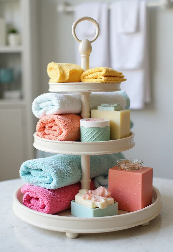 14 Bathroom Tiered Tray Decor Ideas For Cute Organisation - 2. Colorful and Bright Accents