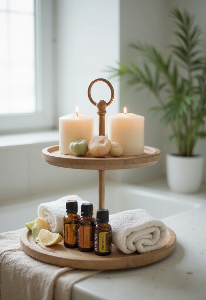 14 Bathroom Tiered Tray Decor Ideas For Cute Organisation - 5. Spa-Inspired Essentials