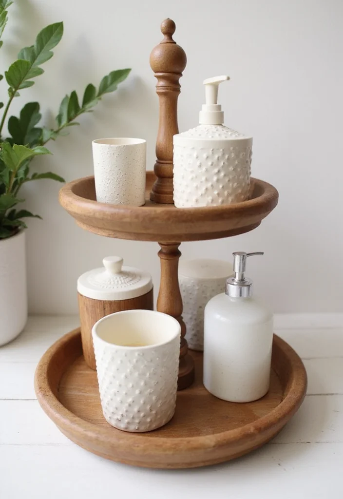 14 Bathroom Tiered Tray Decor Ideas For Cute Organisation - 9. Functional but Cute