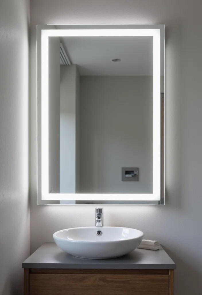 14 Bathroom Vanity Lighting Ideas That Brighten Your Space - 10. Integrated Lighting in Mirrors