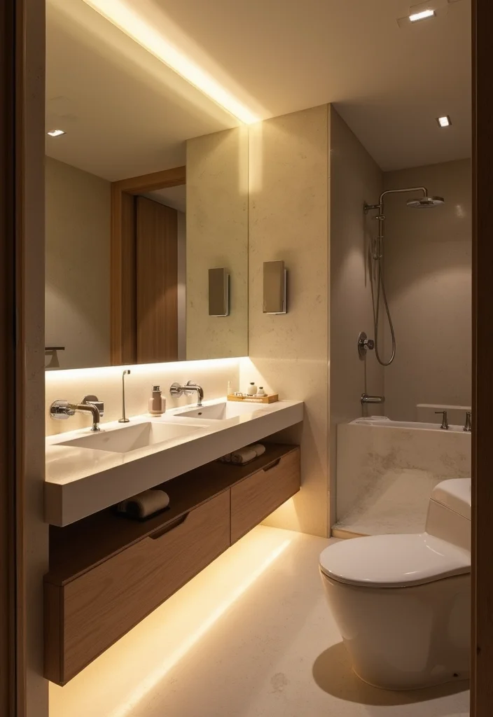 14 Bathroom Vanity Lighting Ideas That Brighten Your Space - 13. Multi-Functional Lighting Designs