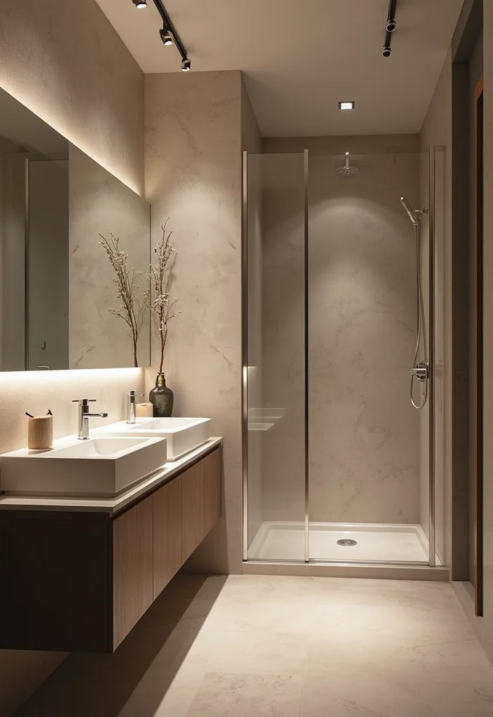 14 Bathroom Vanity Lighting Ideas That Brighten Your Space - 7. Contemporary Track Lighting