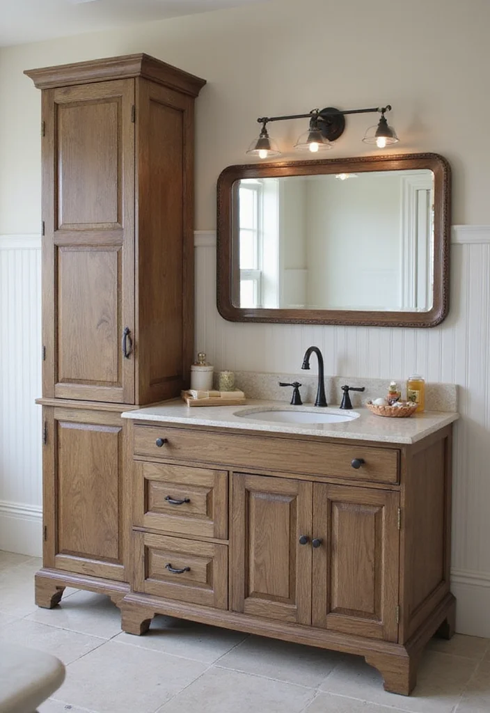 14 Bathroom Vanity With Tower Ideas For Extra Storage - 12. Custom-Built Vanity with Tower