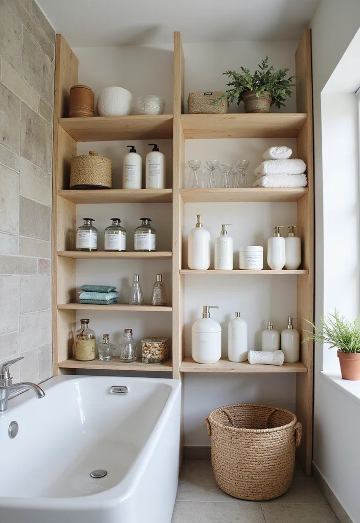 14 Bathroom Wall Shelf Decor Ideas That Add Charm - 10. Multi-Level Shelving Unit