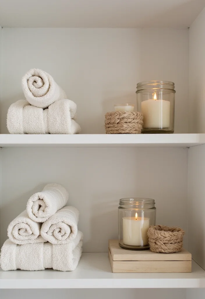 14 Bathroom Wall Shelf Decor Ideas That Add Charm - 13. Creative Towel Displays
