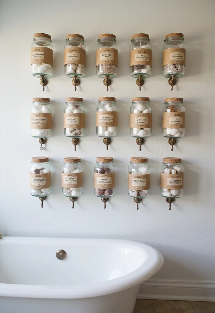 14 Bathroom Wall Shelf Decor Ideas That Add Charm - 6. Wall-Mounted Apothecary Jars
