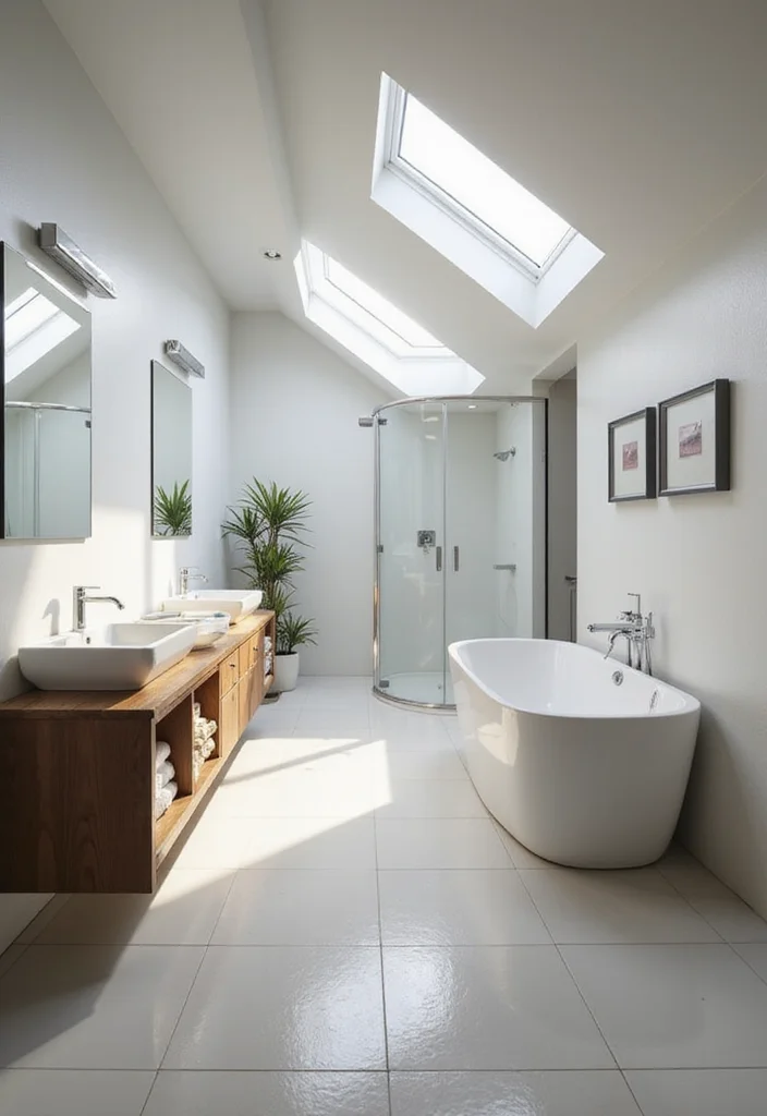 14 Bathroom With Skylight Ideas For Natural Light - 1. Artful Angles