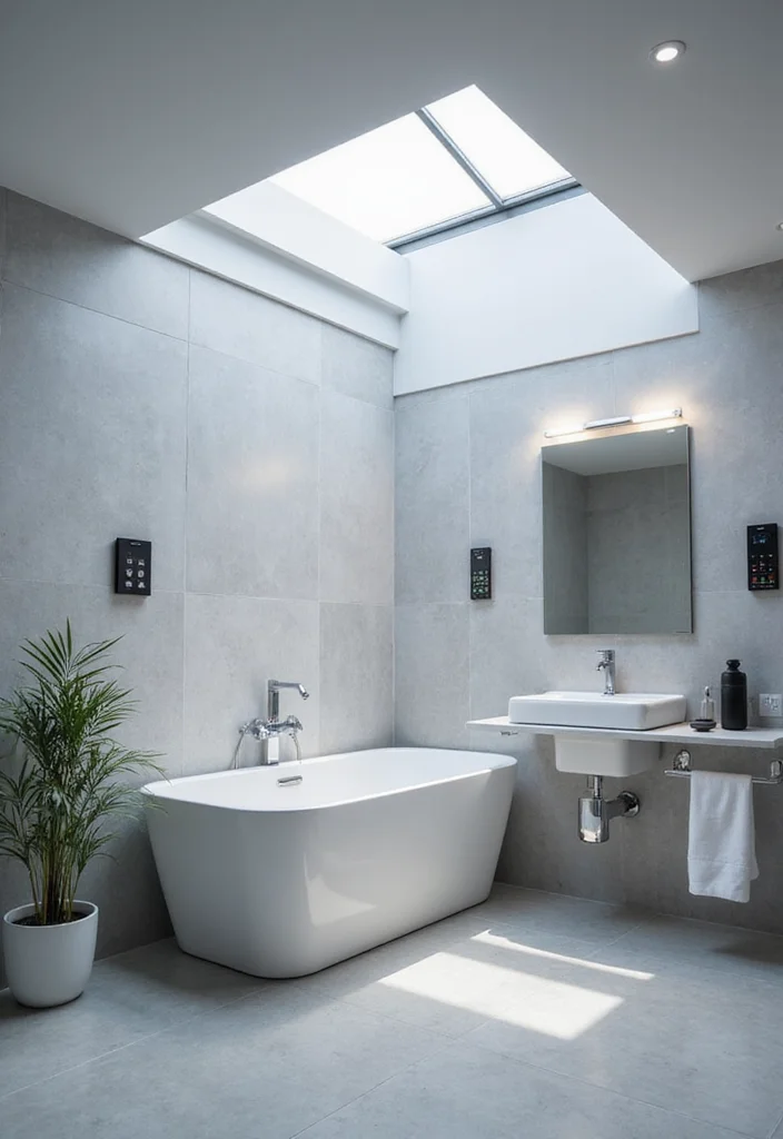 14 Bathroom With Skylight Ideas For Natural Light - 11. Smart Skylights