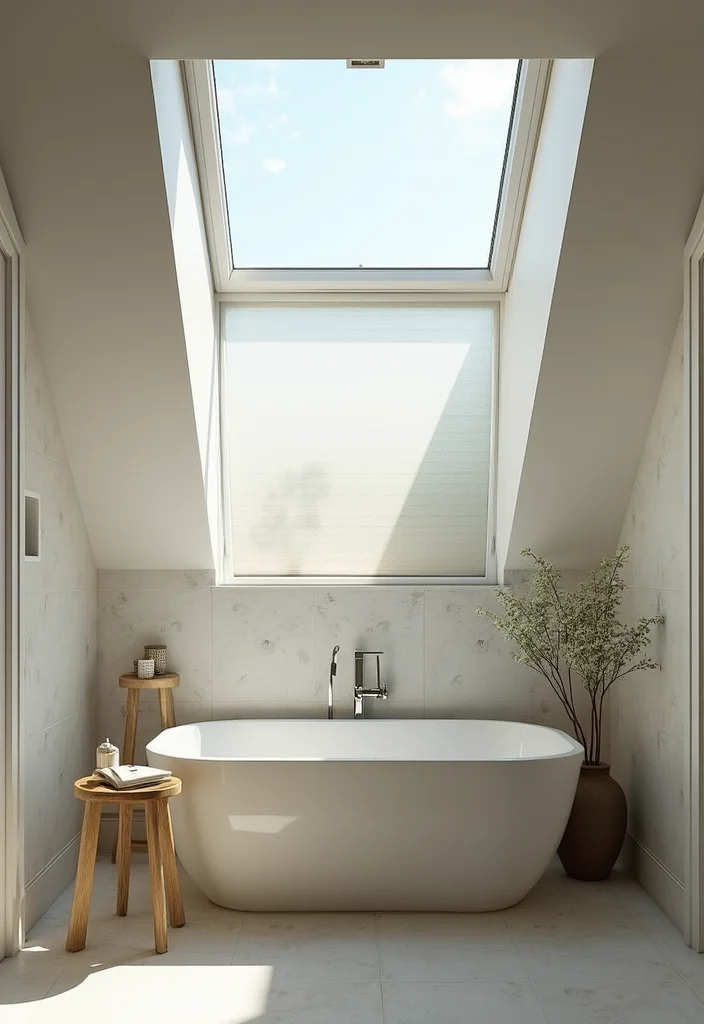 14 Bathroom With Skylight Ideas For Natural Light - 7. Stylish Privacy