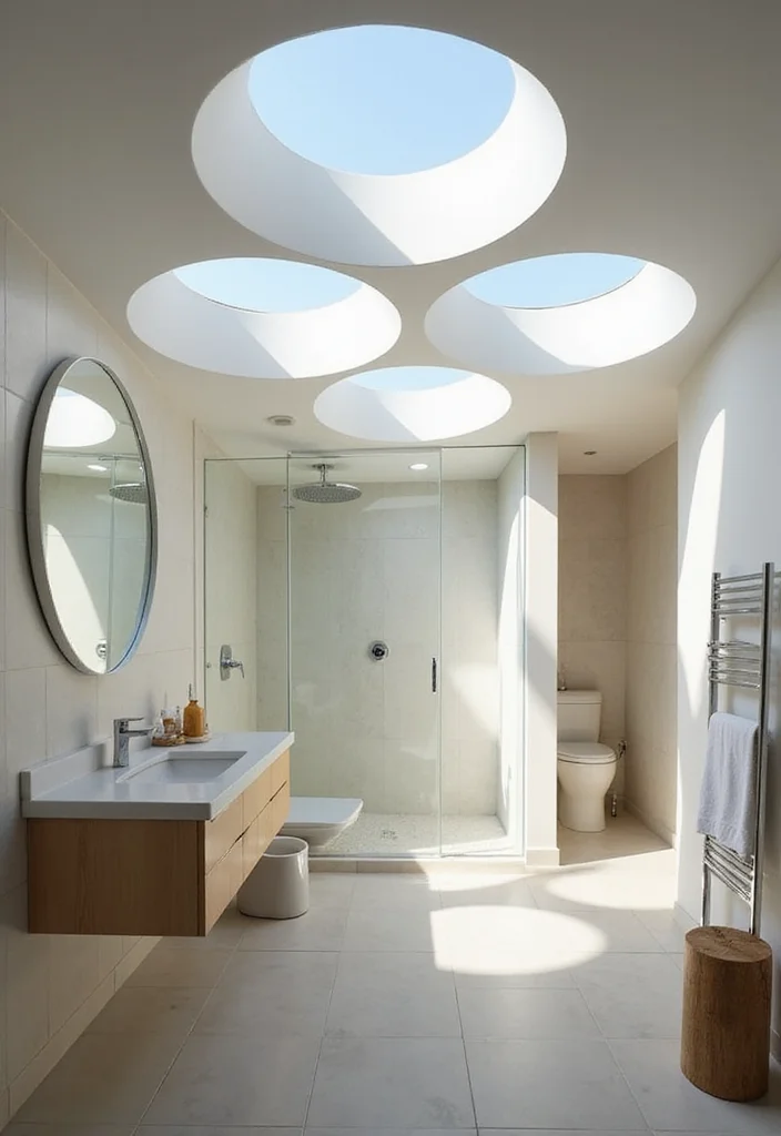 14 Bathroom With Skylight Ideas For Natural Light - 8. Unique Shapes