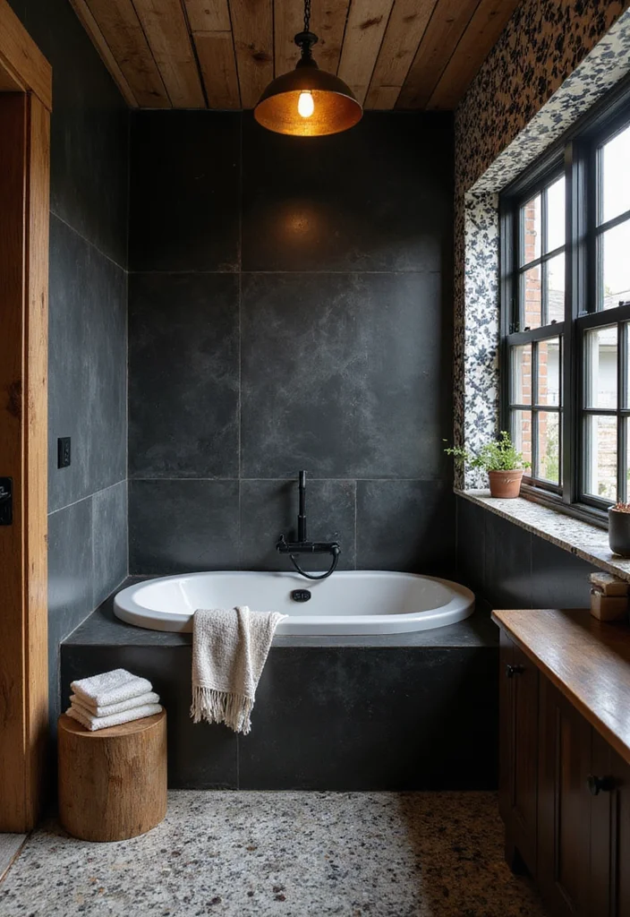 14 Black Bathroom Decor Ideas For Bold Style - 5. Textured Black Walls