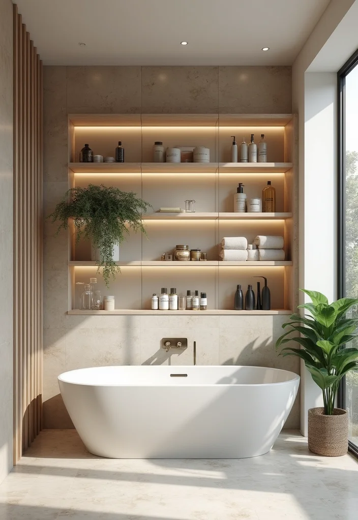 14 Combined Bathroom And Dressing Room Ideas - 1. Smart Open Shelving