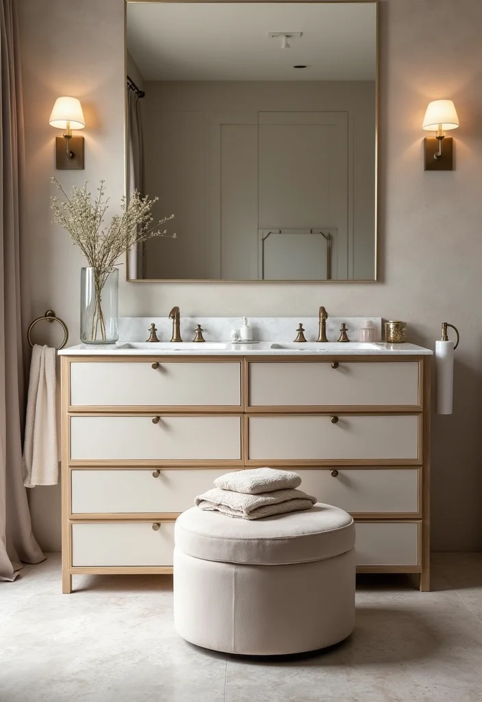 14 Combined Bathroom And Dressing Room Ideas - 3. Stylish Multi-Functional Furniture