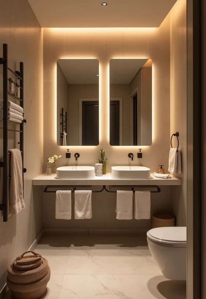 14 Combined Bathroom And Dressing Room Ideas - 7. Chic Lighting Fixtures
