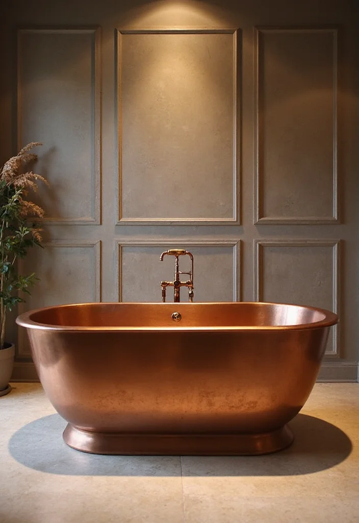 14 Copper Bathroom Ideas With Elegant Warmth - 1. Luxurious Copper Bathtubs