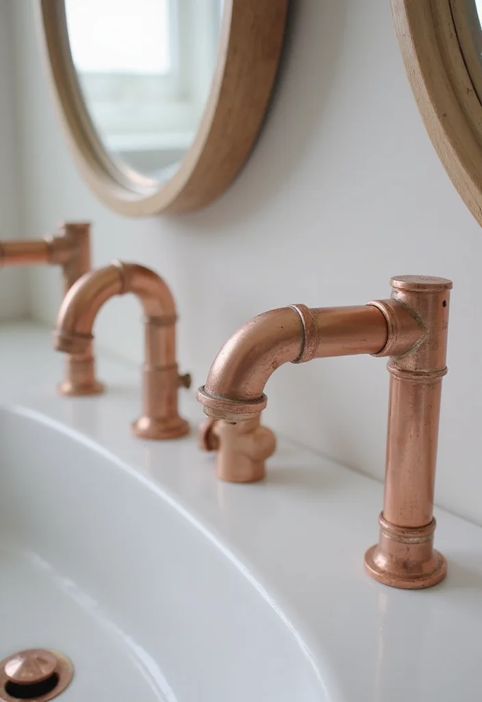 14 Copper Bathroom Ideas With Elegant Warmth - 10. DIY Copper Pipe Fixtures