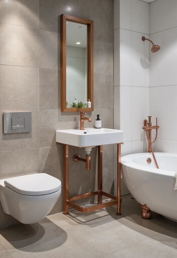14 Copper Bathroom Ideas With Elegant Warmth - 11. Mixing Metals with Copper