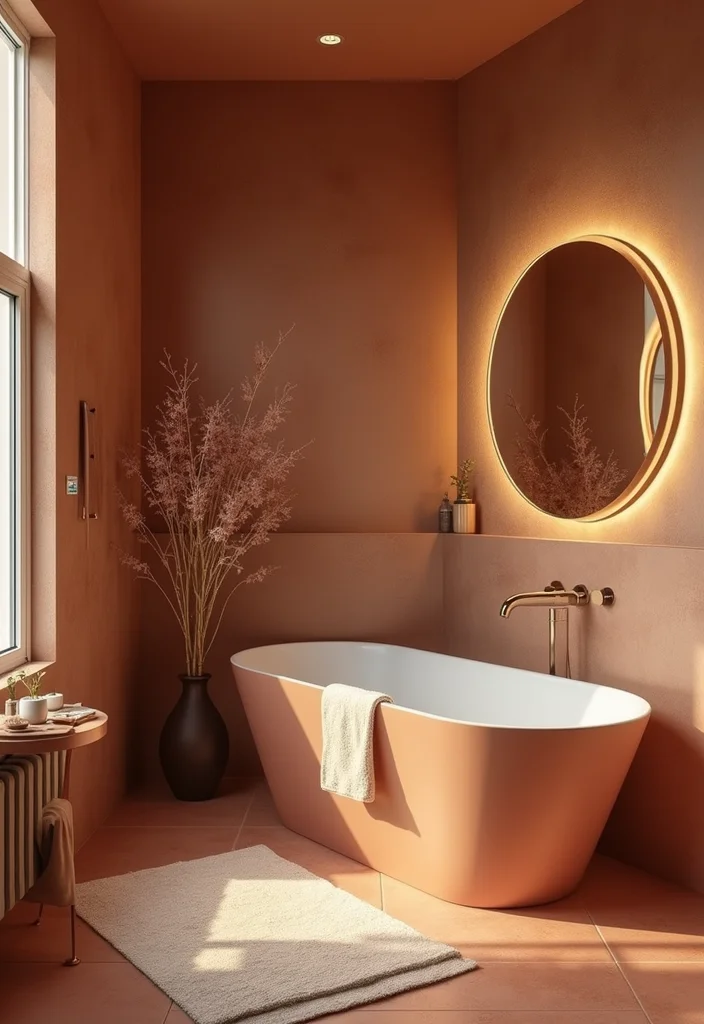 14 Copper Bathroom Ideas With Elegant Warmth - 13. Warm Color Palette with Copper