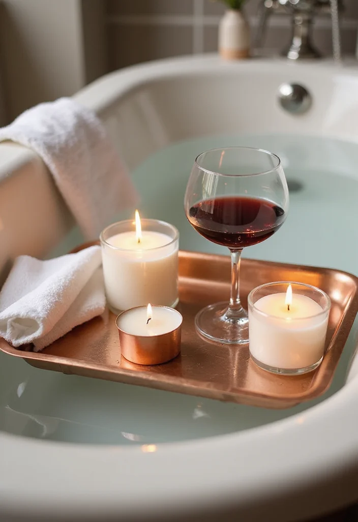 14 Copper Bathroom Ideas With Elegant Warmth - 9. Copper Bathtub Caddies