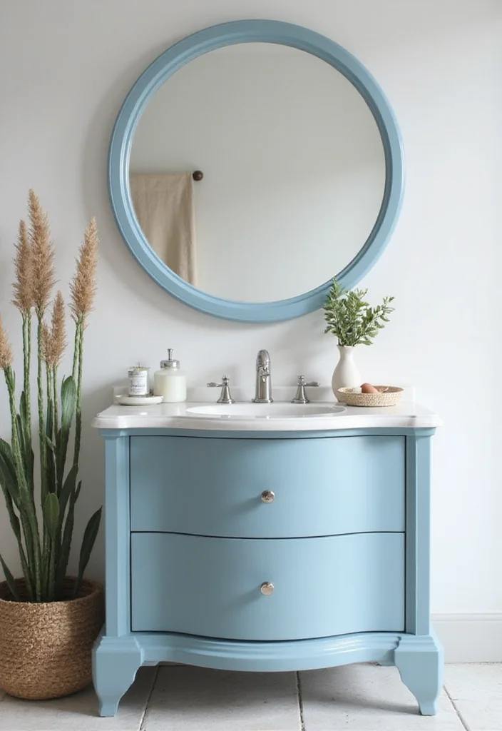 14 Curved Bathroom Vanity Ideas With Soft Modern Lines - 8. Soft Blue Serenity