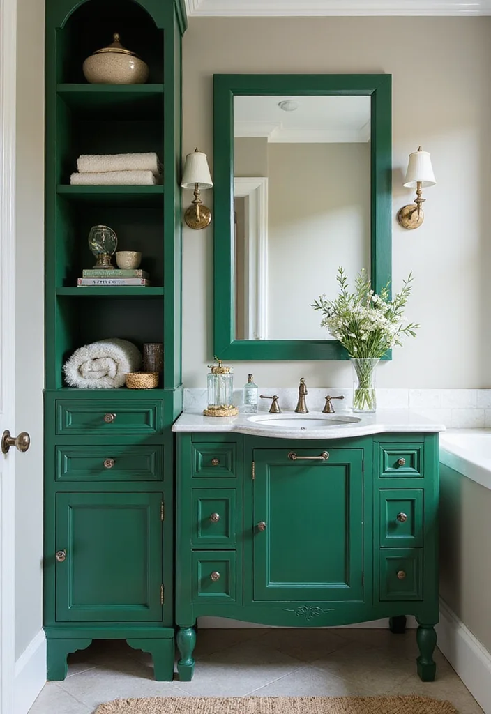 14 Emerald Green Bathroom Decor Ideas With Luxe Colour - 11. Emerald Green Vanity