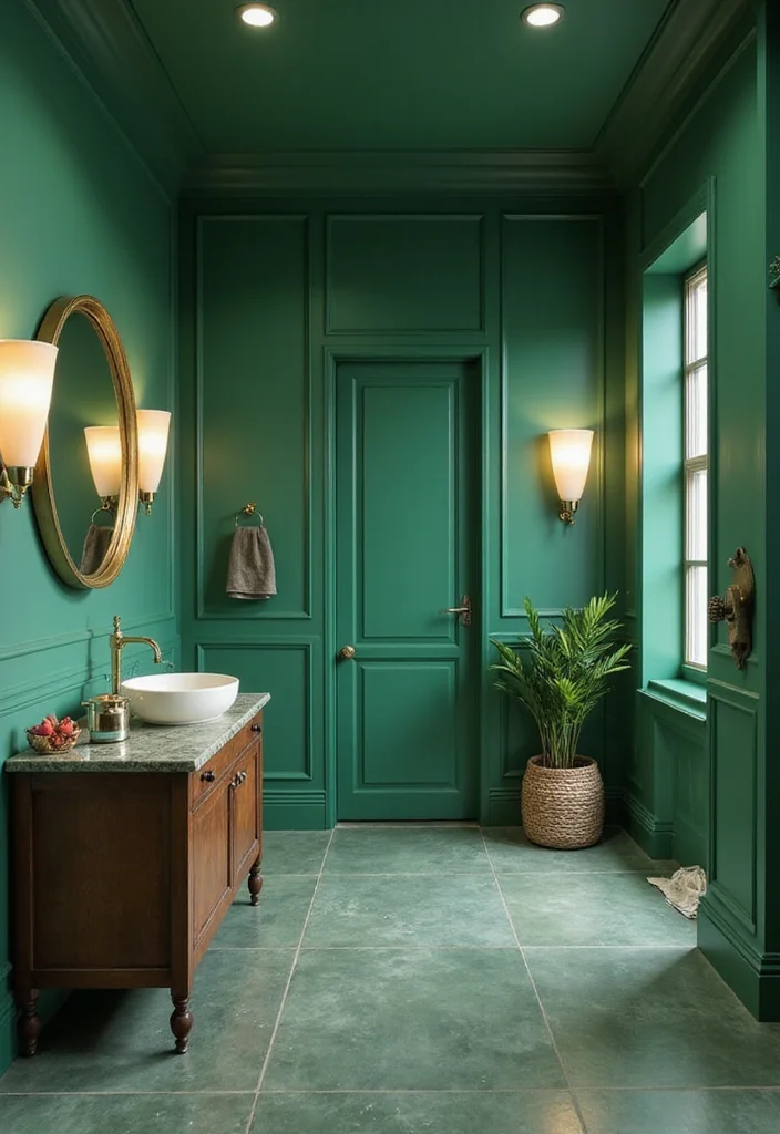 14 Emerald Green Bathroom Decor Ideas With Luxe Colour - 12. Emerald Green Wall Paint