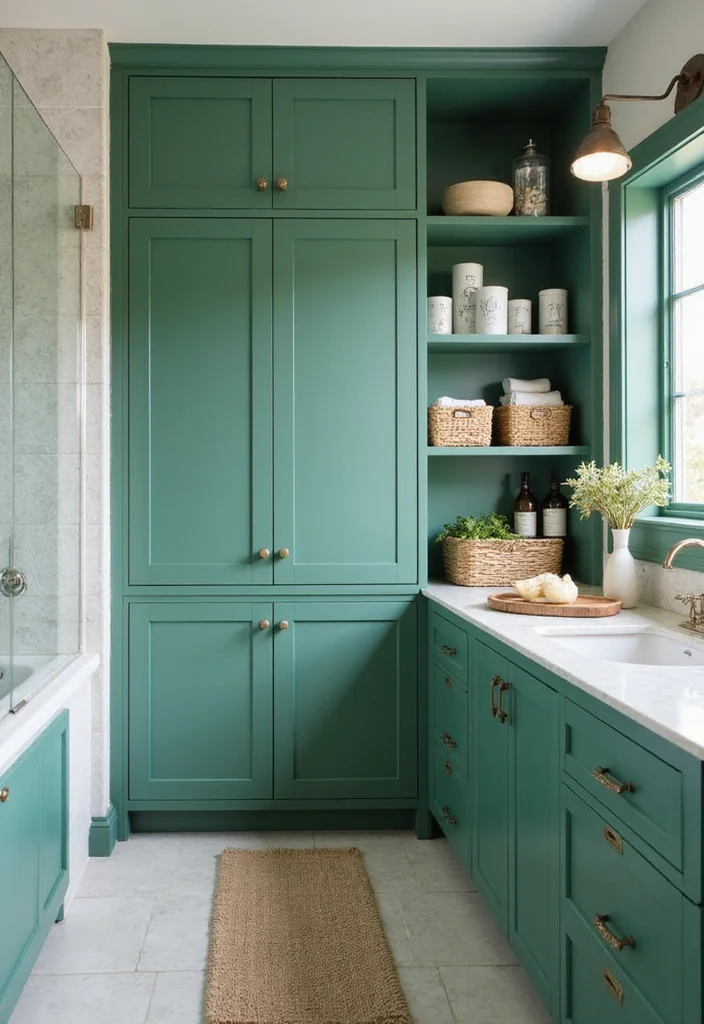 14 Emerald Green Bathroom Decor Ideas With Luxe Colour - 14. Eco-Friendly Storage Solutions