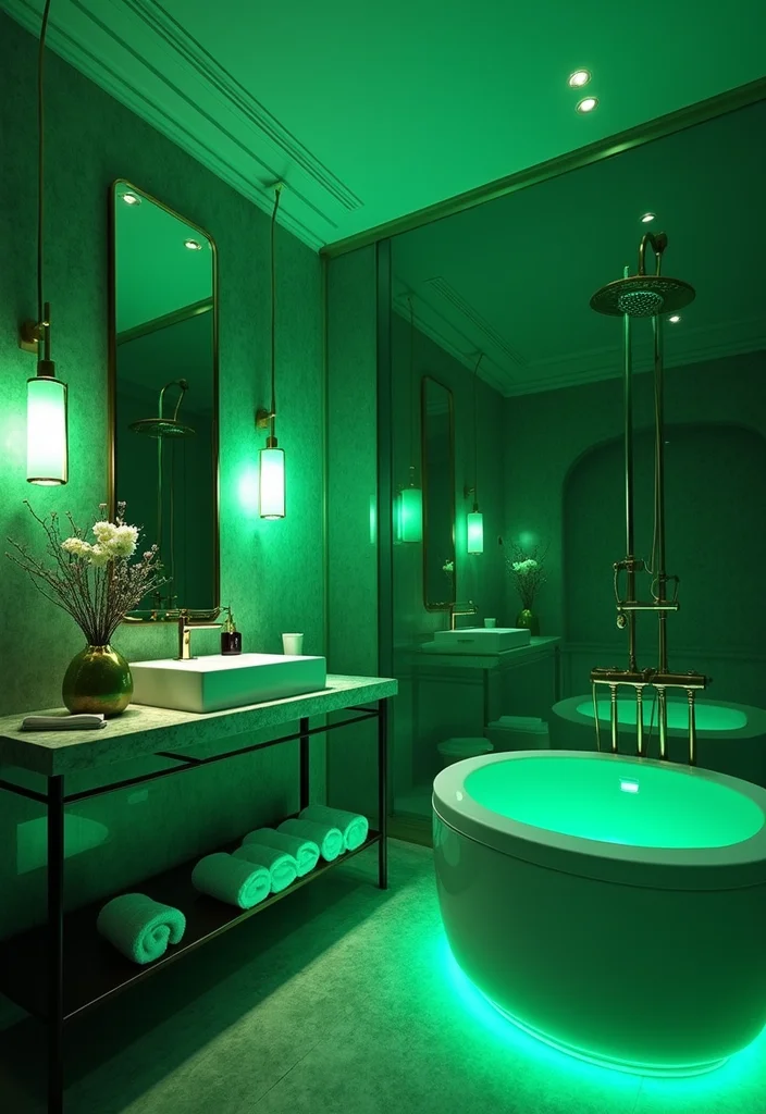 14 Emerald Green Bathroom Decor Ideas With Luxe Colour - 6. Emerald Green Lighting Fixtures