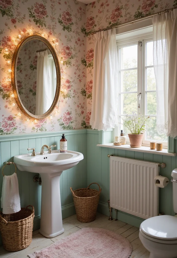 14 Floral Wallpaper Bathroom Ideas With Fresh Style - 8. Whimsical Fairy Tale Florals