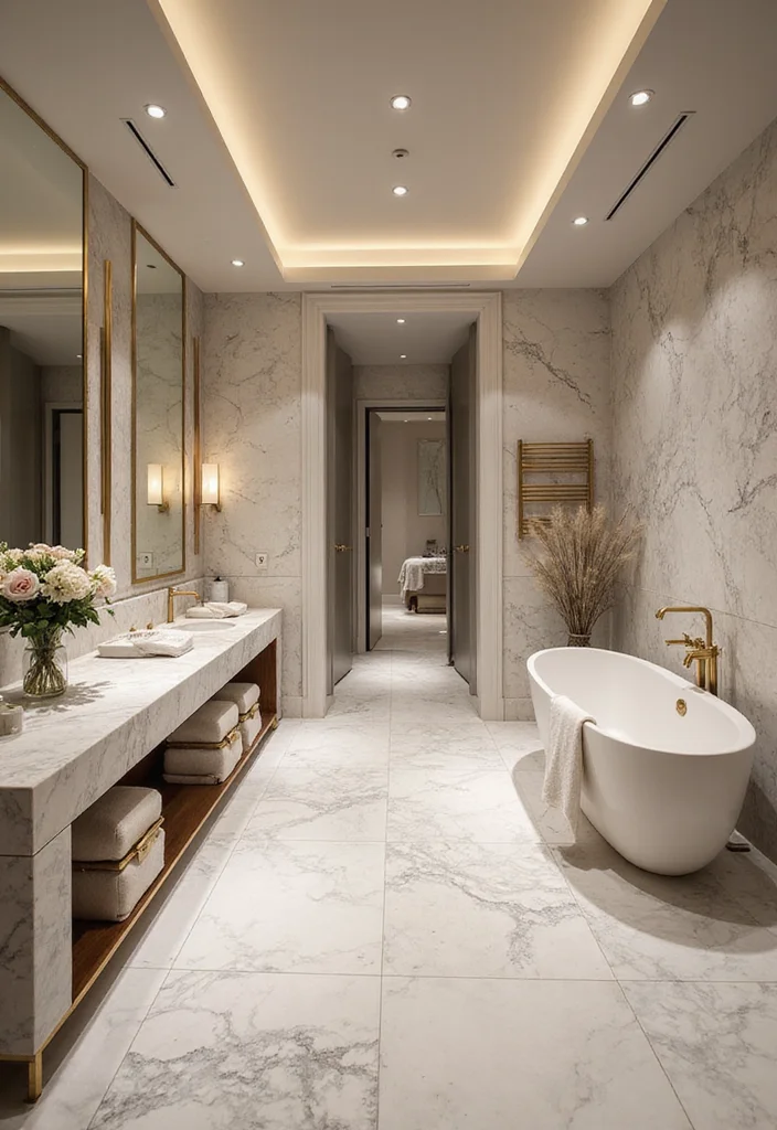 14 Glamour Bathroom Ideas With Sparkling Style - 1. Opulent Marble Elegance